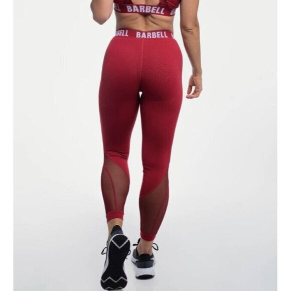 BARBELL Brand Women’s Vented Logo Leggings Maroon Small - Picture 3 of 7